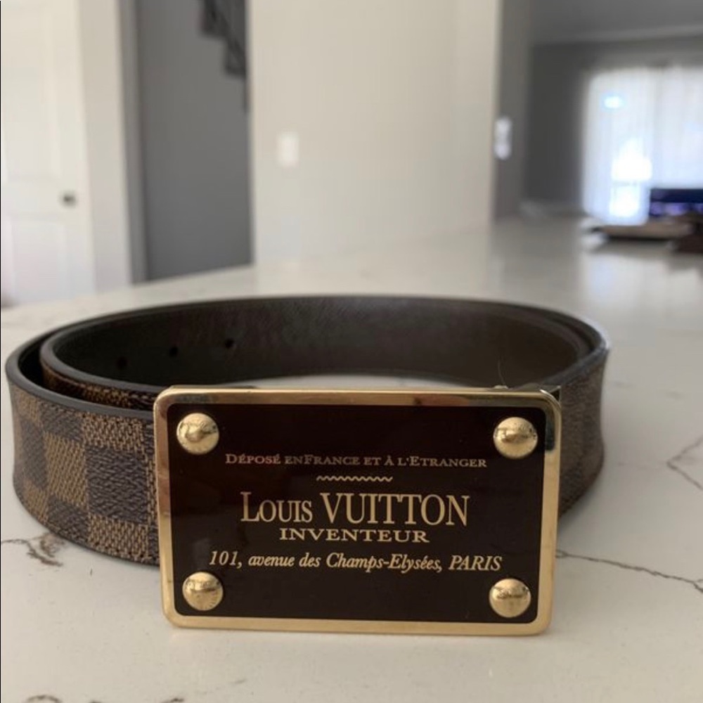 Men Louis Vuitton Inventeur Reversible Belt damier